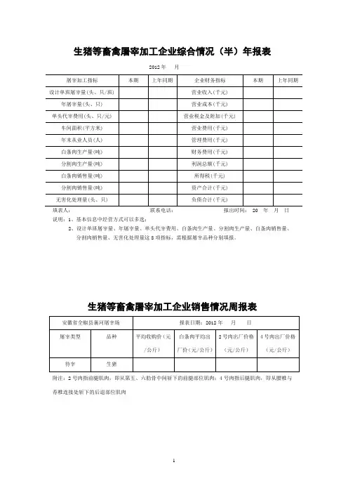生猪周、月、年报表