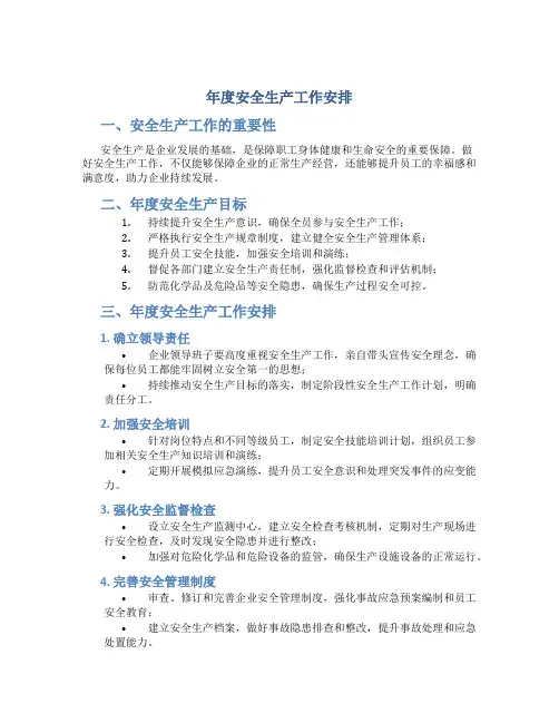 年度安全生产工作安排