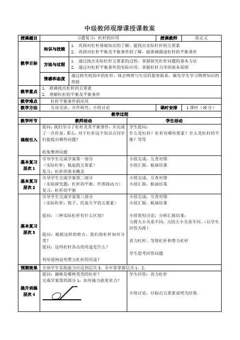 杠杆复习课教案