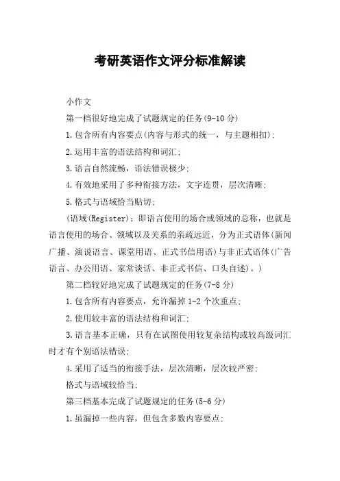 考研英语作文评分标准解读