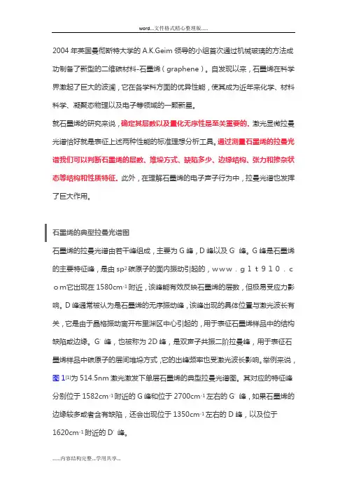 石墨烯材料拉曼光谱测试详解