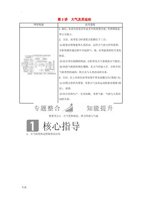 (全国通用)高考地理二轮复习 第一篇 专题与热点 专题一 自然地理事物的特征、规律、原理 第2讲 大