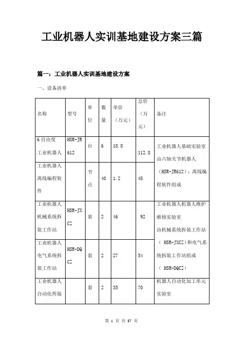 工业机器人实训基地建设方案三篇