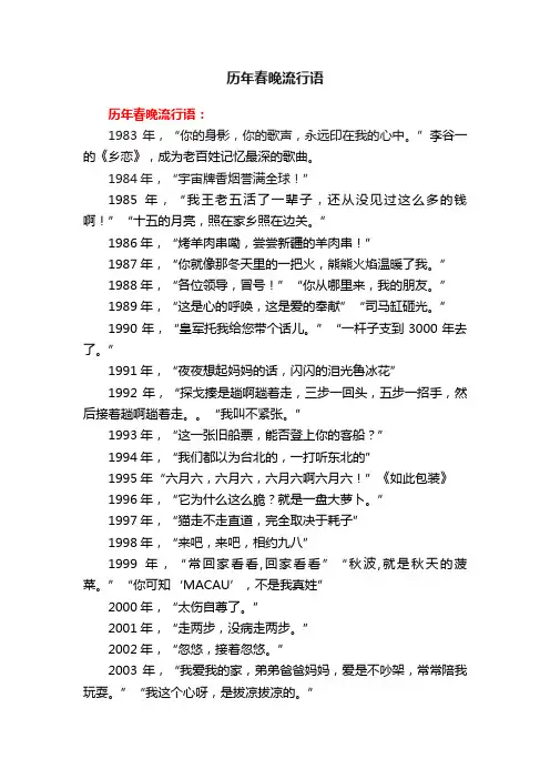 历年春晚流行语