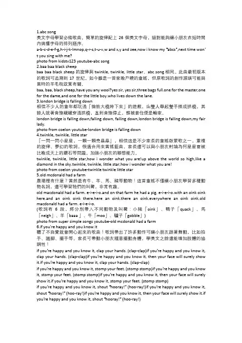 精选16首小朋友学英文必备英文儿歌