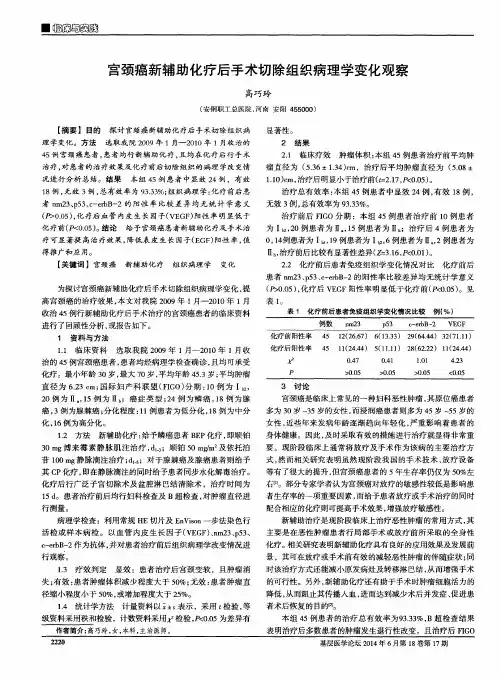 宫颈癌新辅助化疗后手术切除组织病理学变化观察