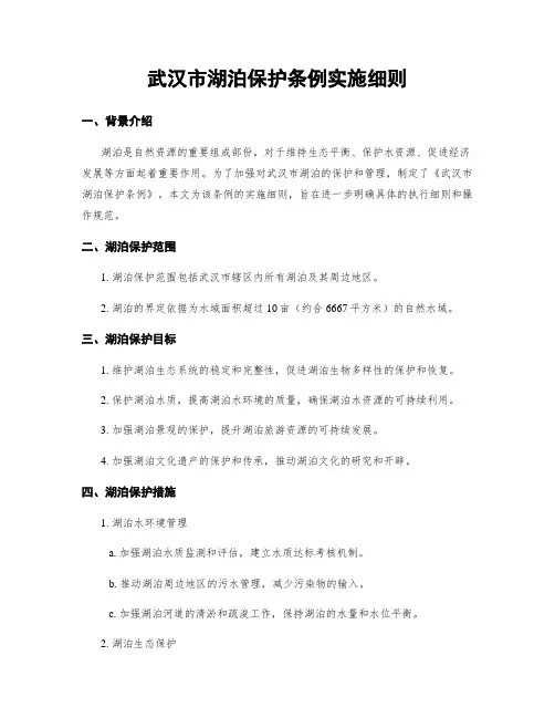 武汉市湖泊保护条例实施细则