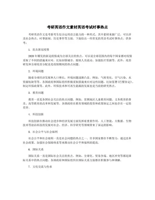 考研英语作文素材英语考试时事热点
