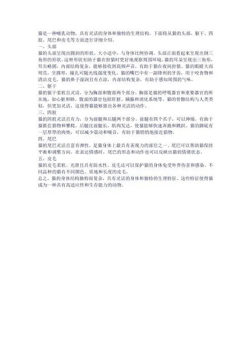 介绍猫的身体结构说明文