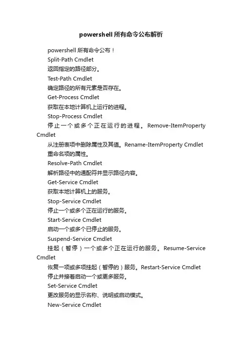 powershell所有命令公布解析
