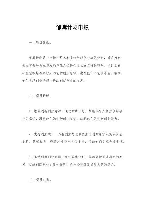 雏鹰计划申报