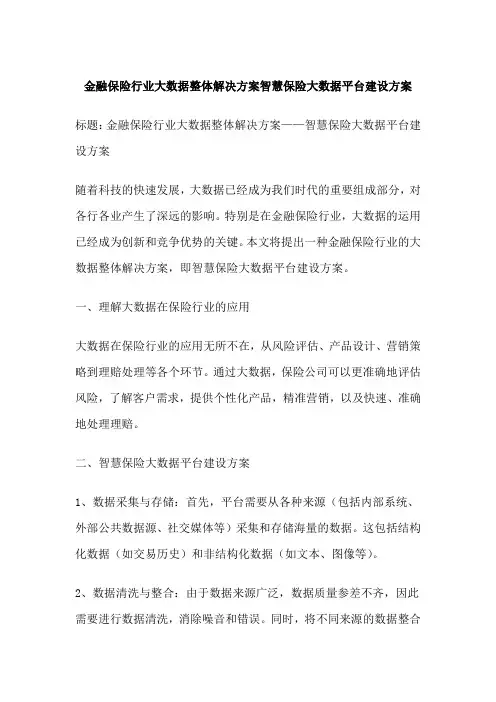 金融保险行业大数据整体解决方案智慧保险大数据平台建设方案