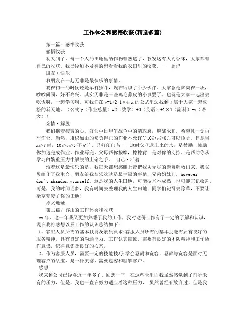 工作体会和感悟收获(精选多篇)