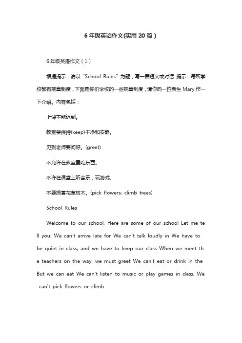 6年级英语作文(实用20篇)