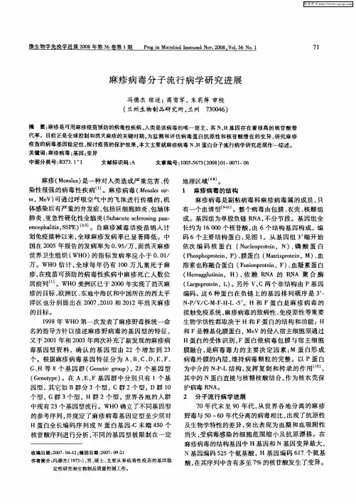 麻疹病毒分子流行病学研究进展
