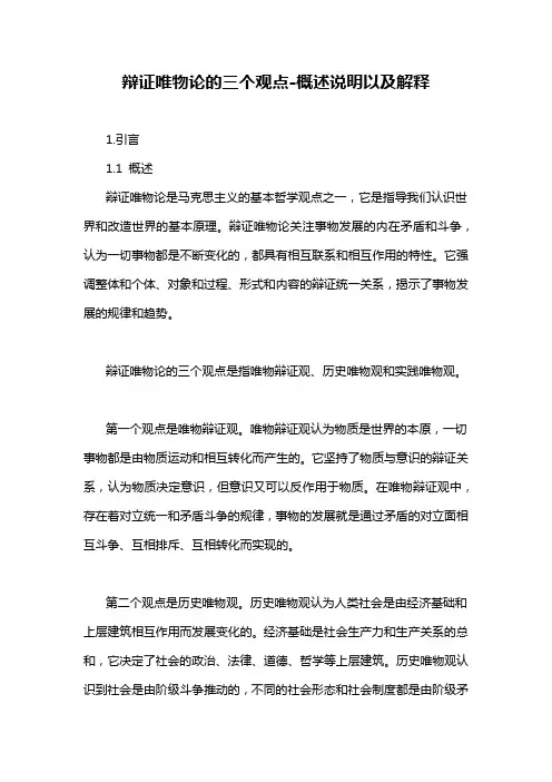 辩证唯物论的三个观点-概述说明以及解释