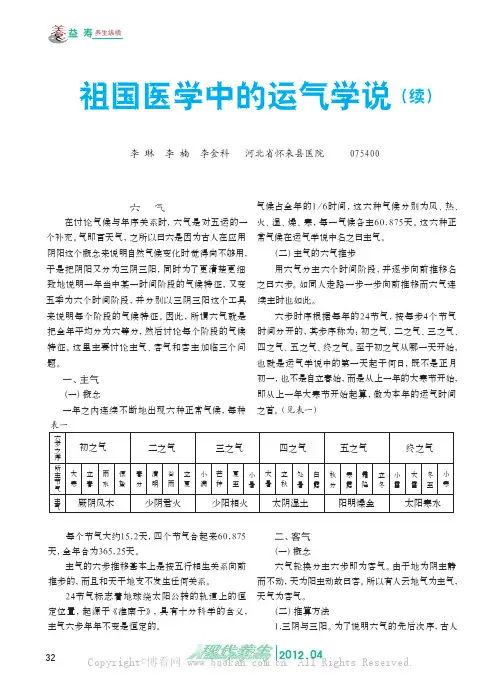 祖国医学中的运气学说（续）