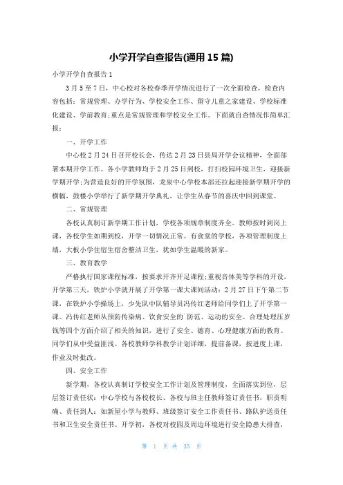 小学开学自查报告(通用15篇)