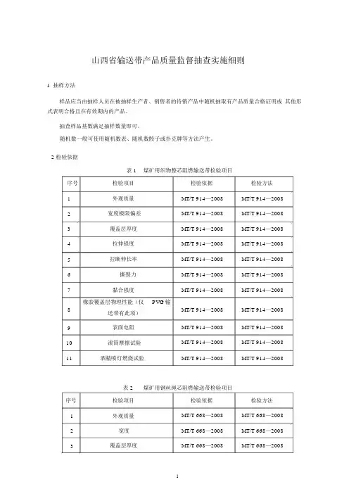 山西省输送带产品质量监督抽查实施细则2020