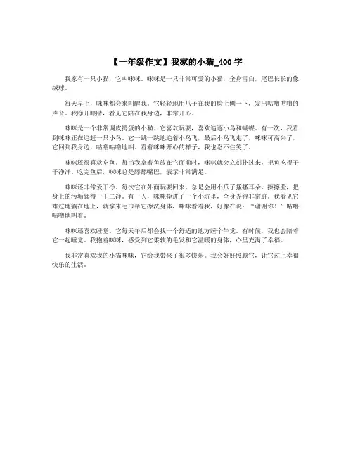 【一年级作文】我家的小猫_400字