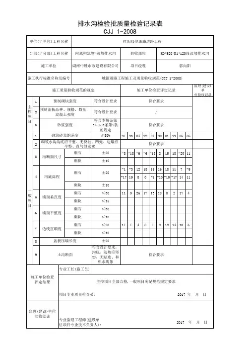 排水沟检验批