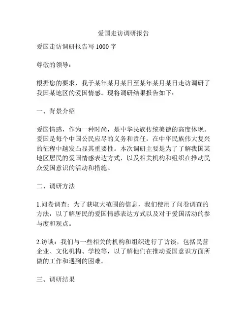 爱国走访调研报告