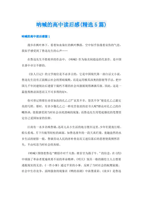 呐喊的高中读后感(精选5篇)