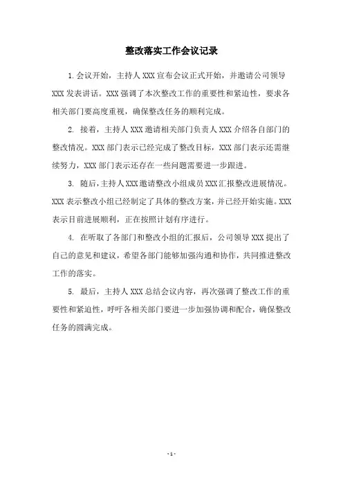 整改落实工作会议记录