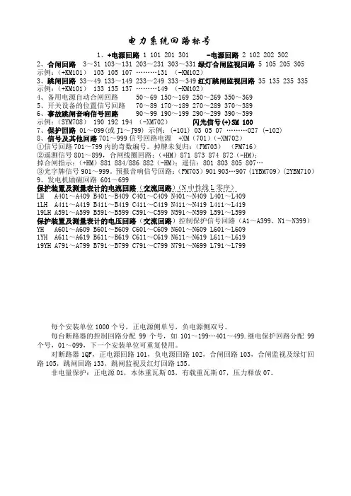 二次回路线路编号原则及编号规则