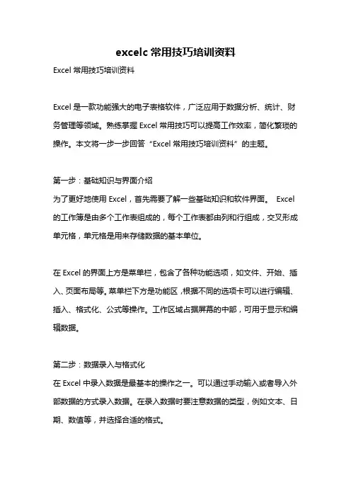 excelc常用技巧培训资料