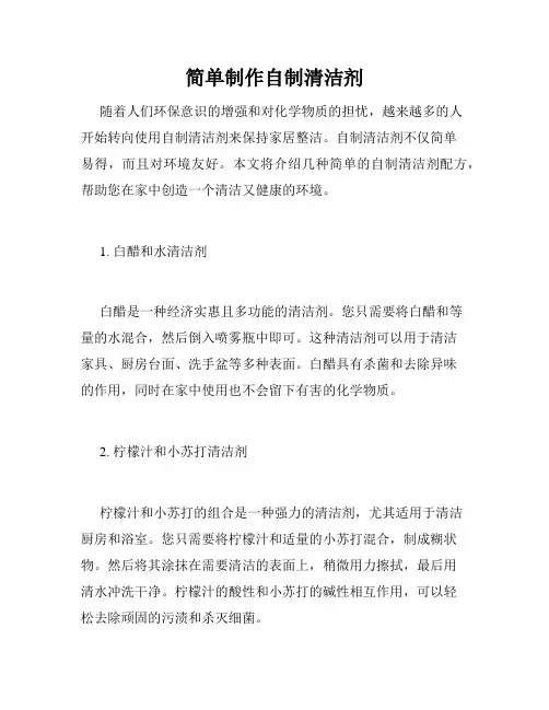 简单制作自制清洁剂