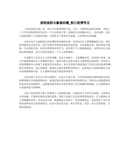 房间里的大象读后感_初三优秀作文
