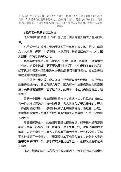 描写窗外风景的初二作文10篇