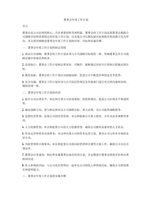 董事会年度工作计划