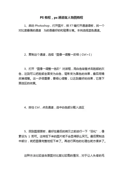 PS教程，ps通道抠人物图教程