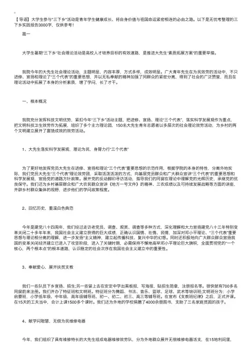 三下乡实践报告3000字【三篇】