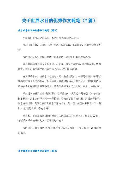 关于世界水日的优秀作文随笔(7篇)