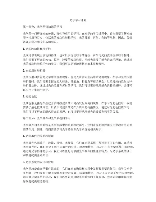 光学学习计划