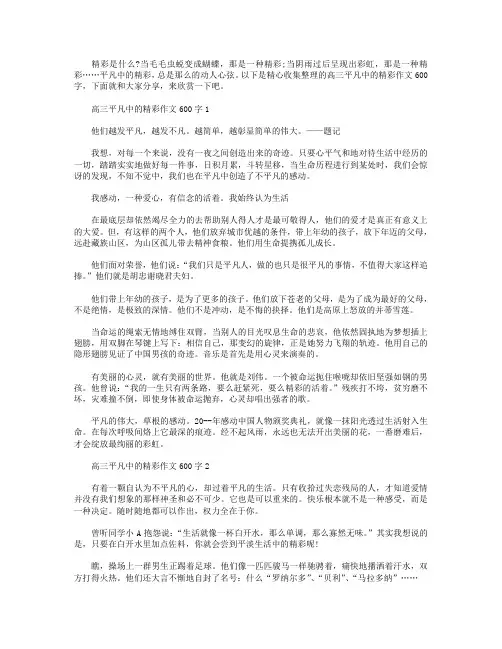 高三平凡中的精彩作文600字【5篇】