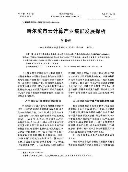 哈尔滨市云计算产业集群发展探析