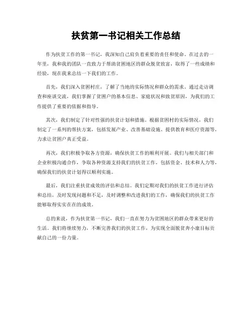 扶贫第一书记相关工作总结
