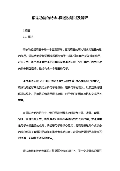 语法功能的特点-概述说明以及解释