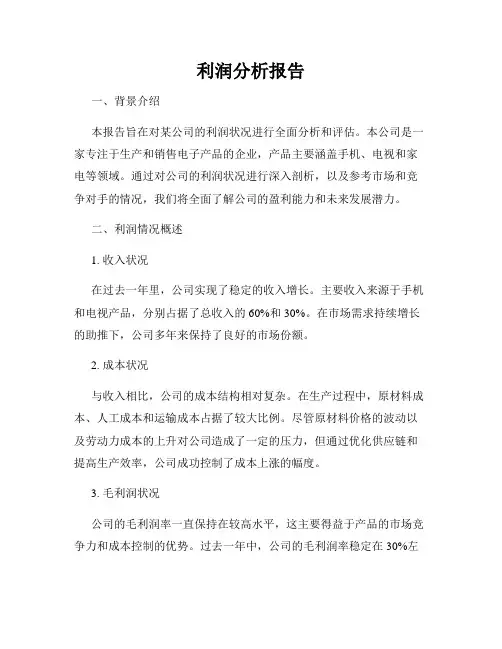 利润分析报告