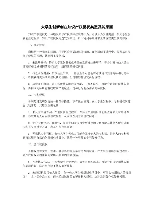 大学生创新创业知识产权侵权类型及其原因