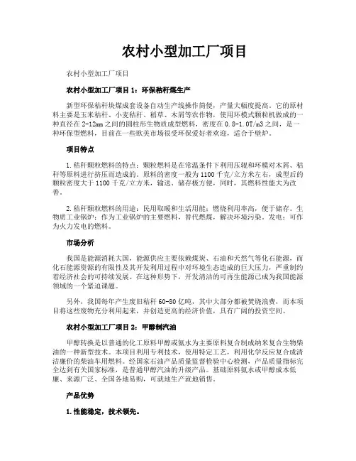 农村小型加工厂项目