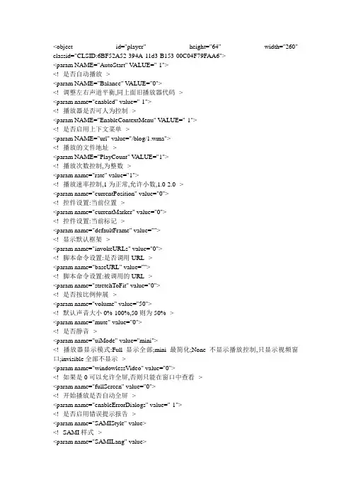 常用的播放器控制代码