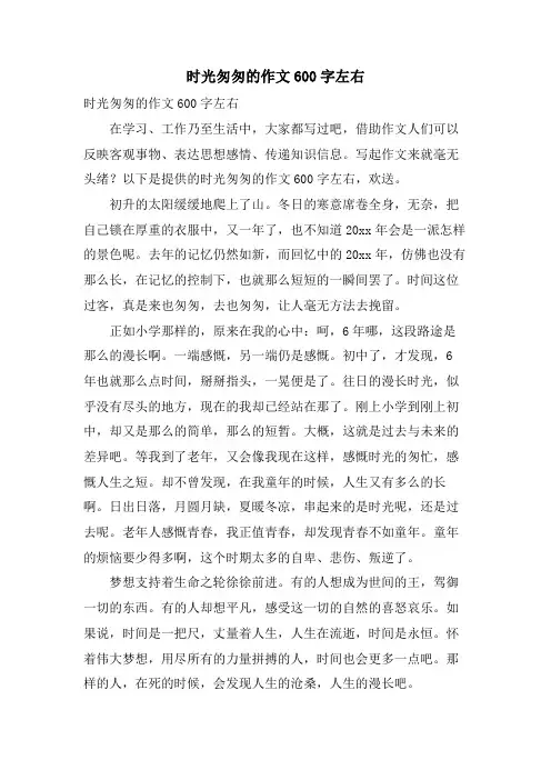 时光匆匆的作文600字左右