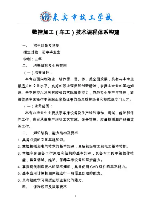 数控技术教学计划