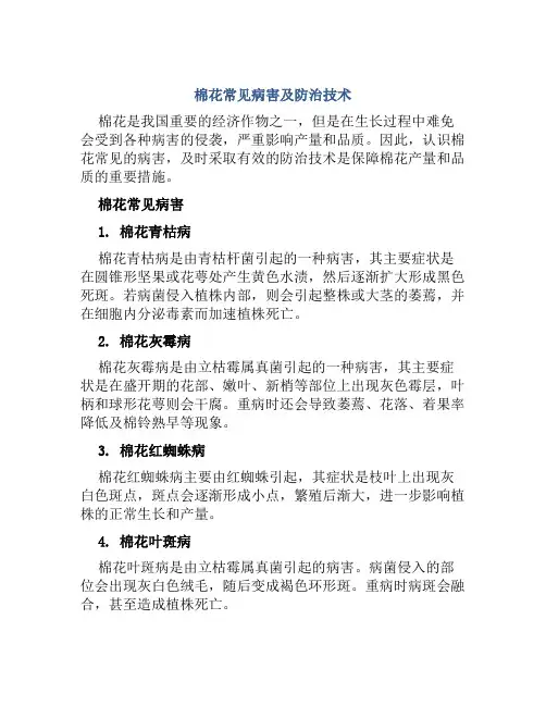 棉花常见病害及防治技术