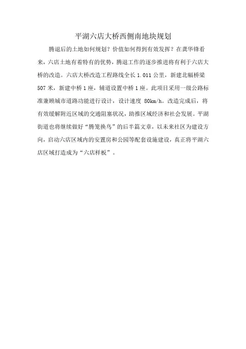 平湖六店大桥西侧南地块规划